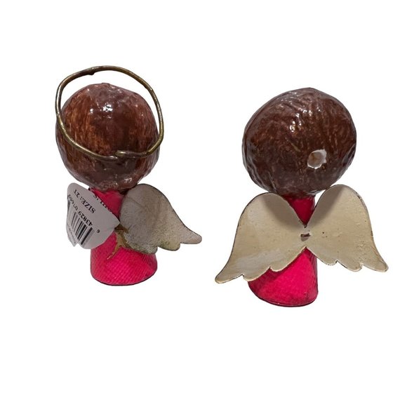 De Sela Angel Christmas Ornament Paper Mache Styrofoam Mexico Vintage Set of 2 - Picture 6 of 10